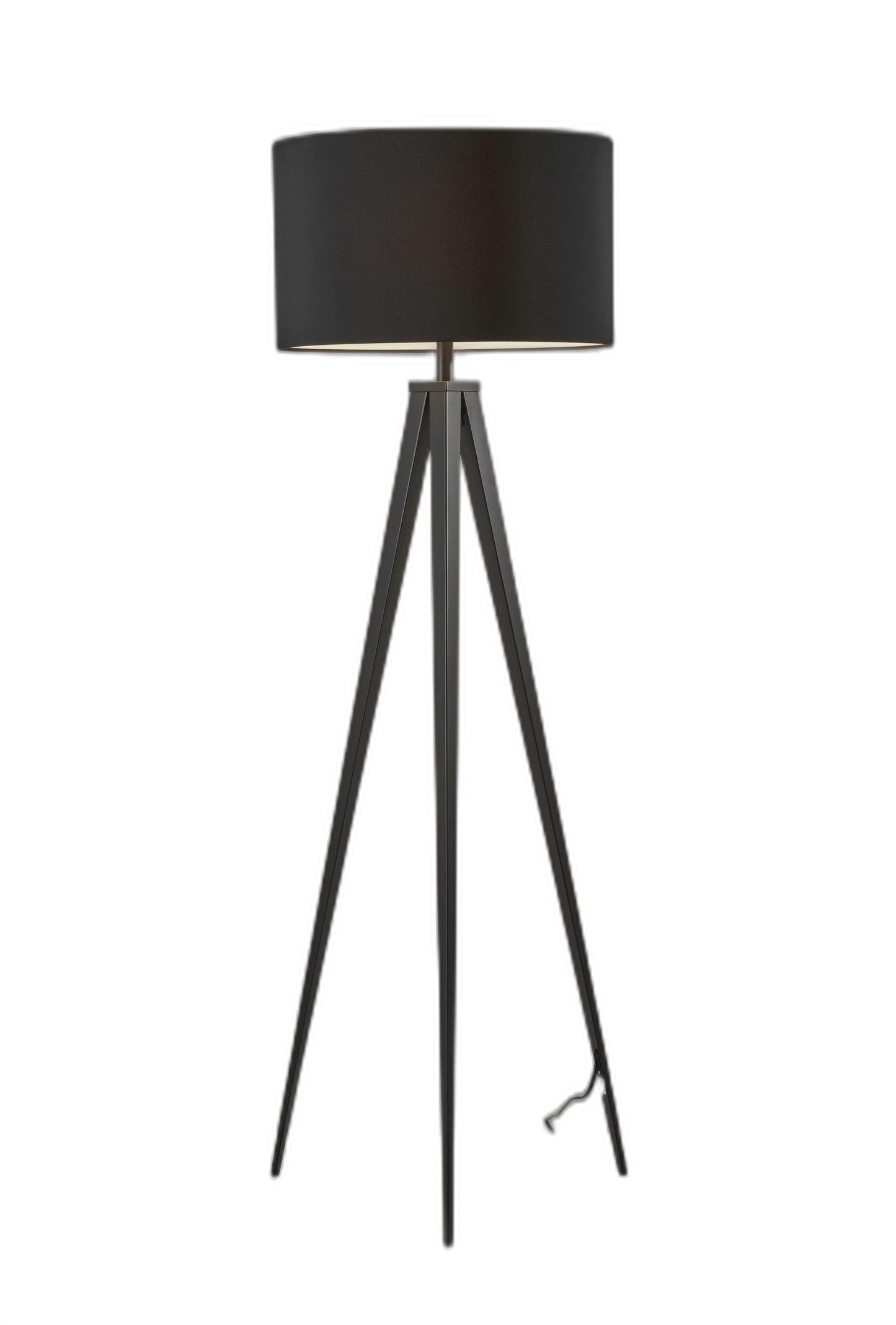 62" Black Tripod Floor Lamp With Black Drum Shade