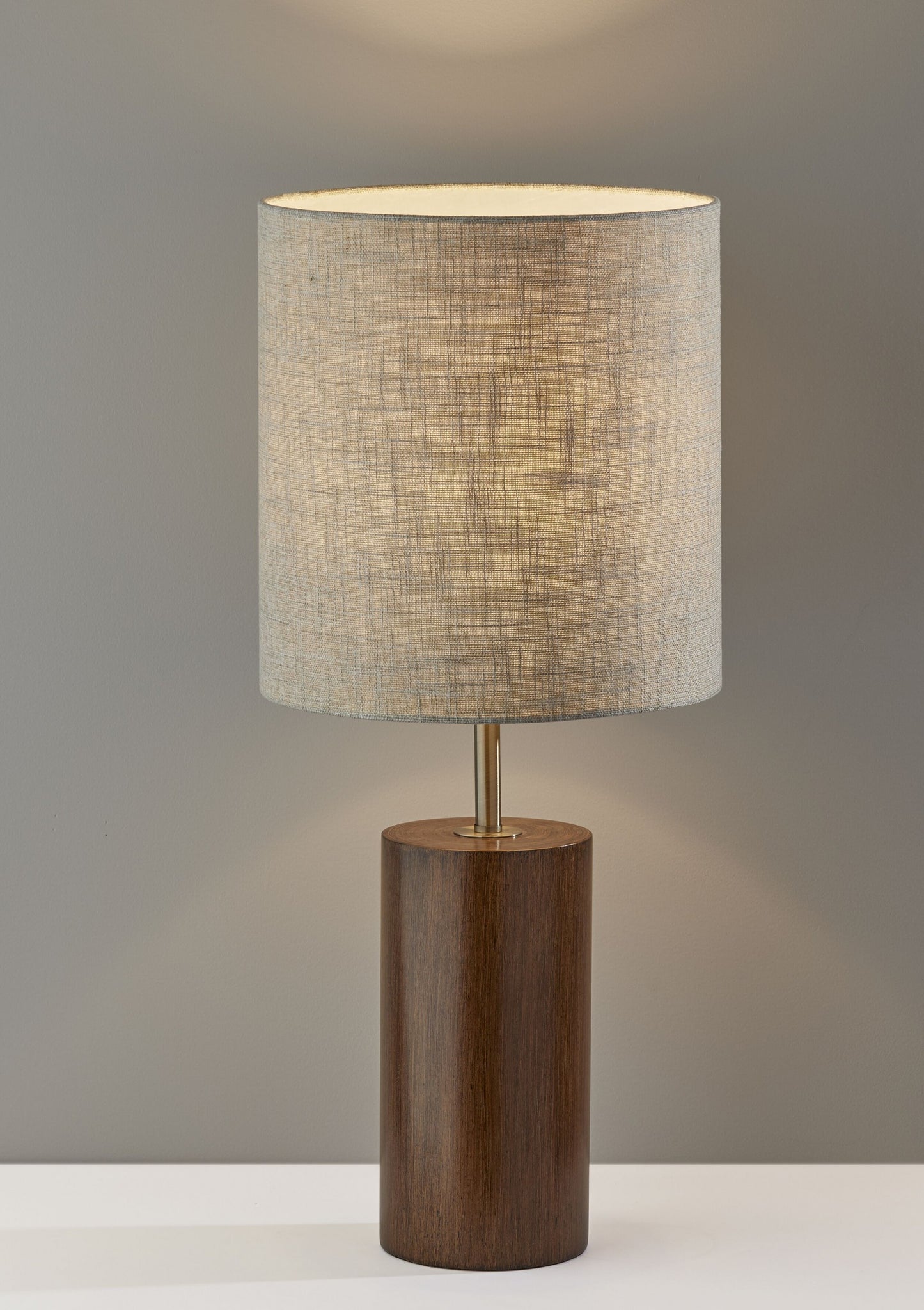 Natural Wood Circular Block Table Lamp