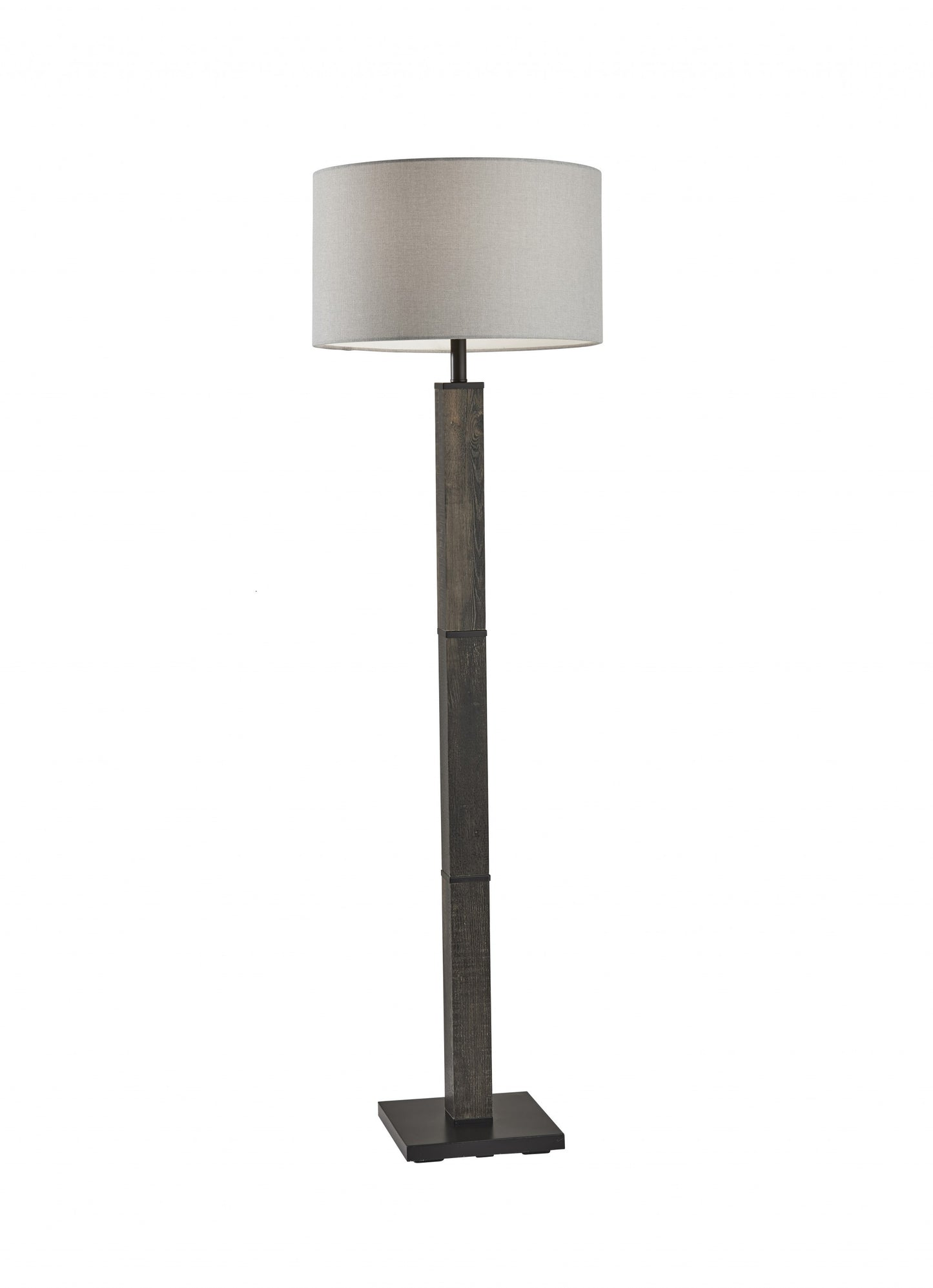 62" Black Traditional Shaped Floor Lamp With Off-White Drum Shade