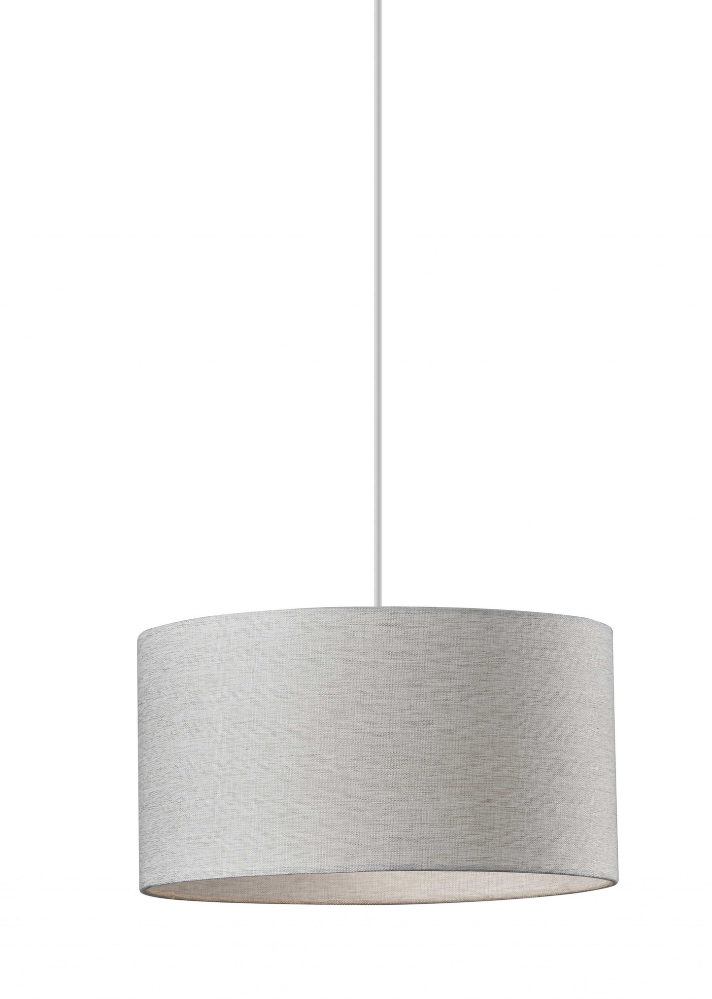 Heather Grey Fabric Shade Electric Drum Pendant