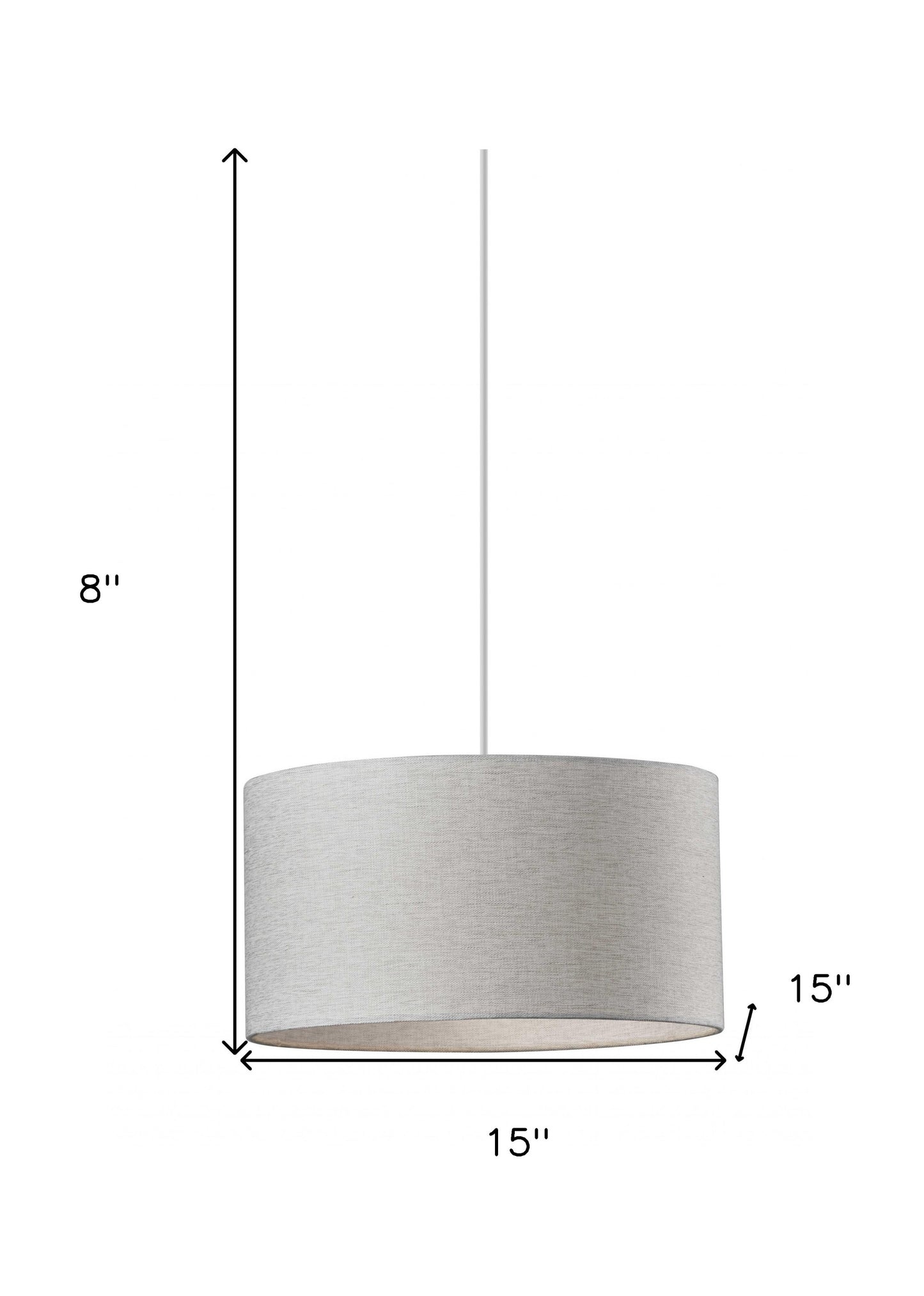 Heather Grey Fabric Shade Electric Drum Pendant