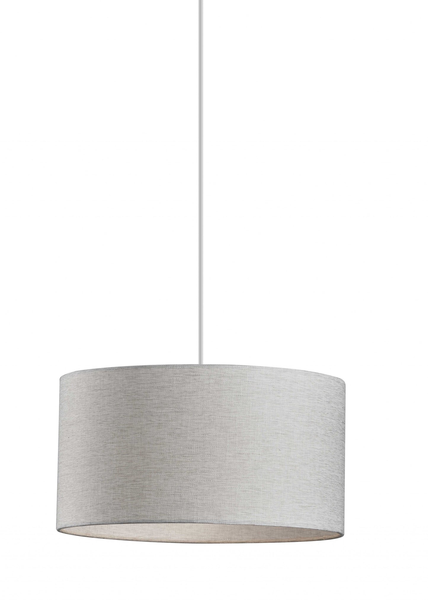 Heather Grey Fabric Shade Electric Drum Pendant