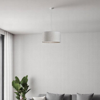 Burlap Fabric Light Brown Electric Drum Pendant Lamp