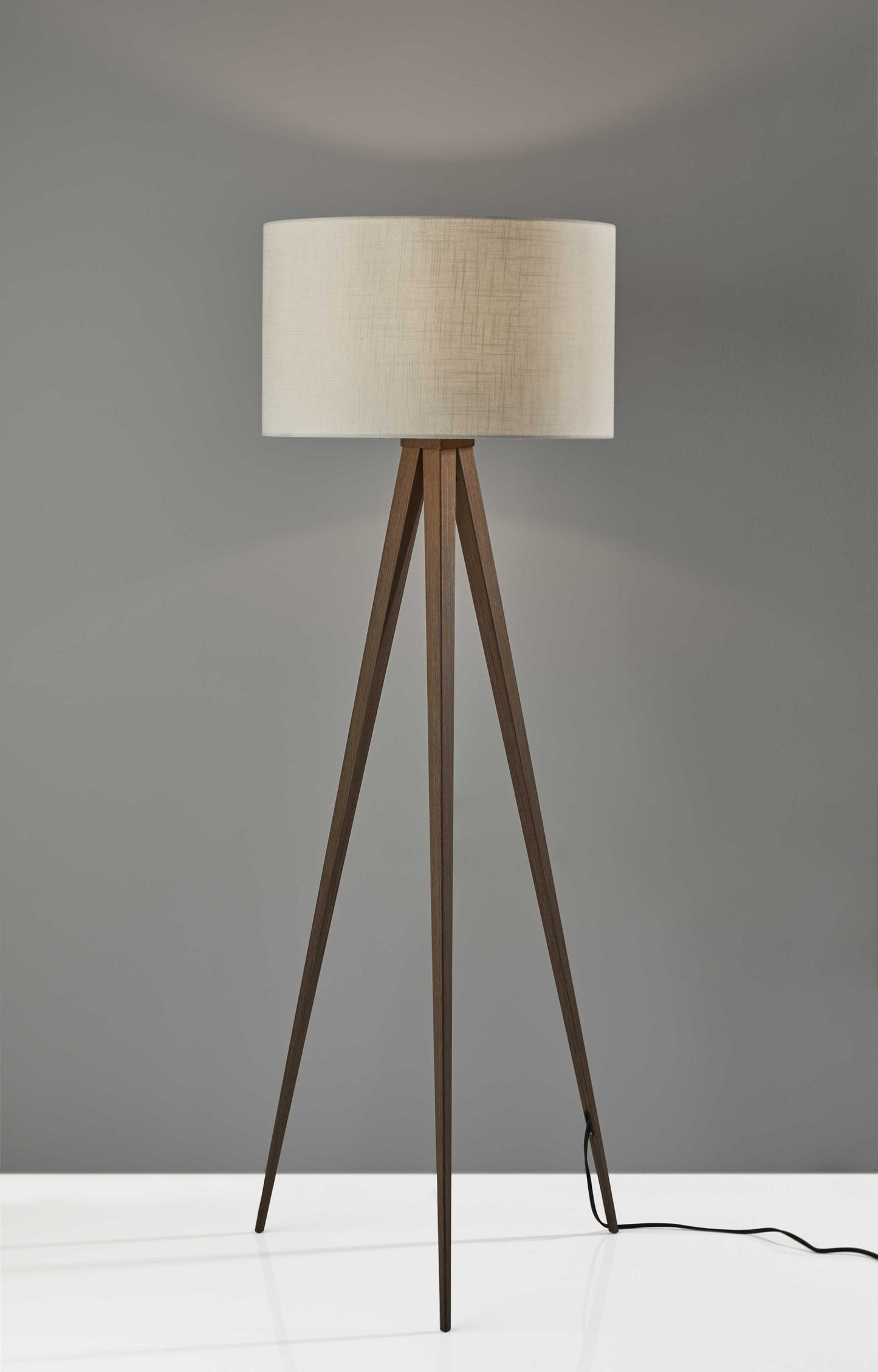 60" Tripod Floor Lamp With White Drum Shade