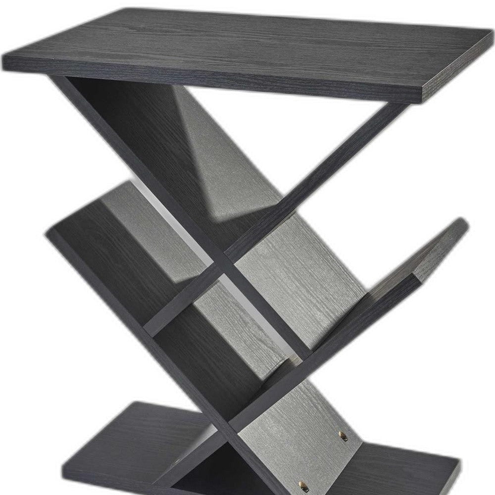 19" Black Solid Wood Pedestal Console Table