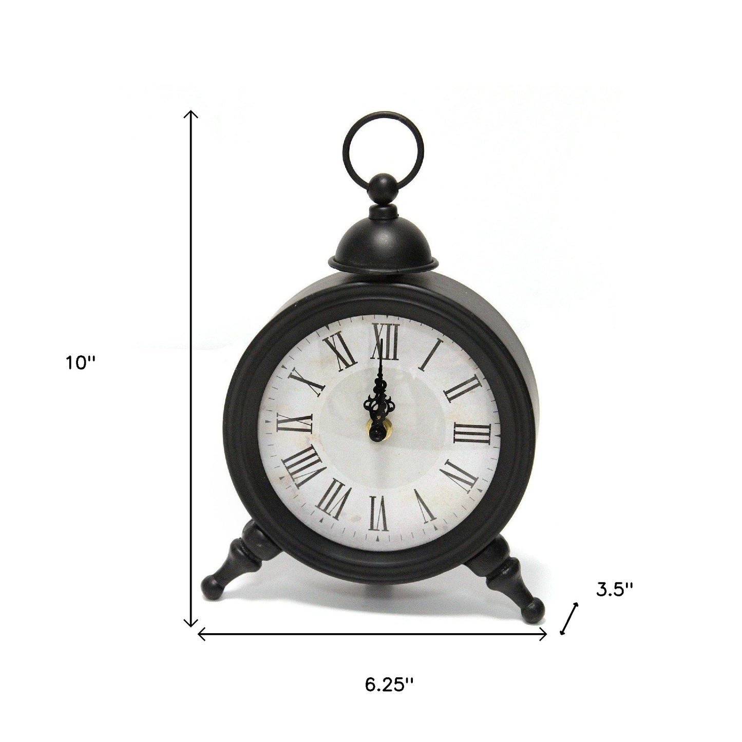 Vintage Look Black And White Metal Table Clock