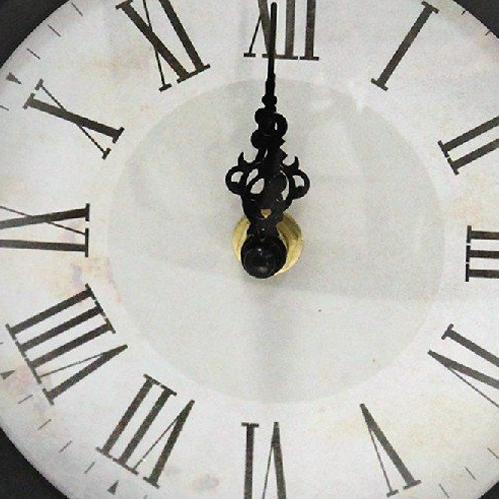 Vintage Look Black And White Metal Table Clock