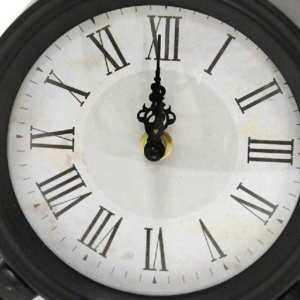 Vintage Look Black And White Metal Table Clock