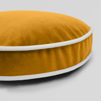 D.V. KAP HOME   18" x 18" Posh Circle Pillow - Mustard Solid, Transitional    - 3732-M-1818