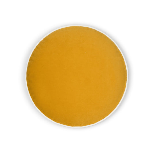 D.V. KAP HOME   18" x 18" Posh Circle Pillow - Mustard Solid, Transitional    - 3732-M-1818