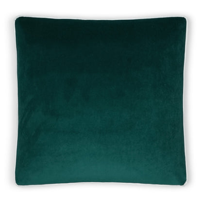 Teal solid square pillow with pale piping trim; plush decorative cushion.
