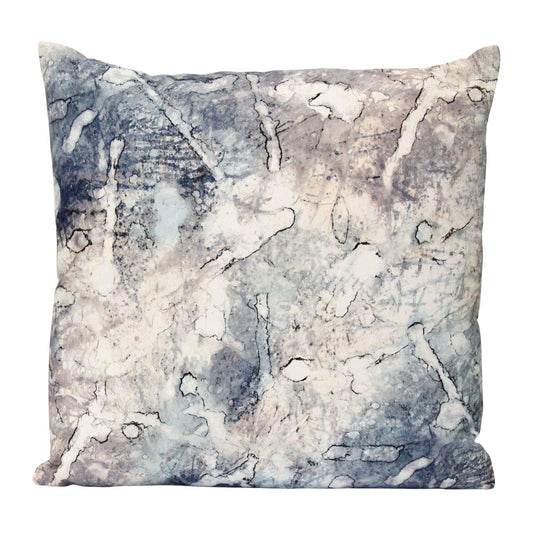 18" Blue and Gray Abstract Cotton Throw Pillow