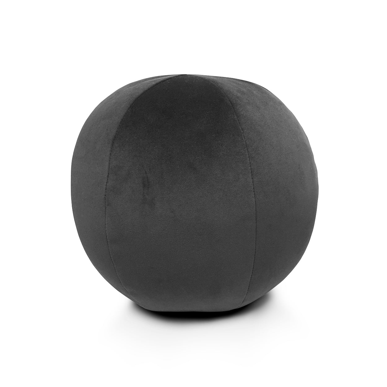 Charcoal solid ball pillow in soft velvet fabric.