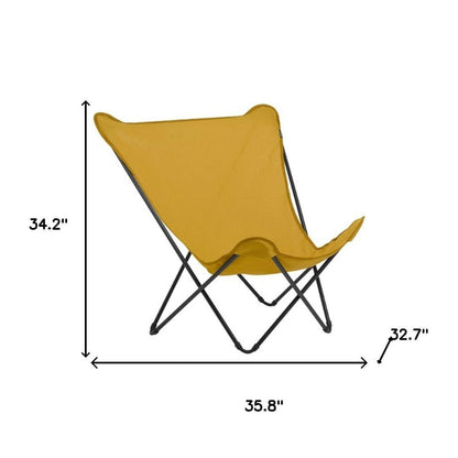 36" Yellow and Stainless Steel Metal Outdoor Camping Chair