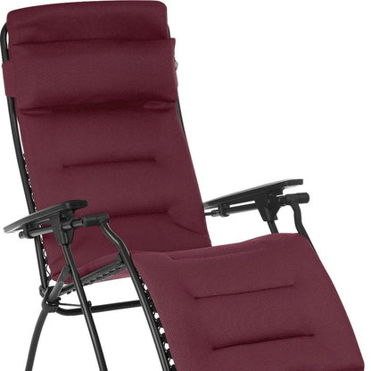 28" Red Steel Outdoor Zero Gravity Chair with Red Cushion