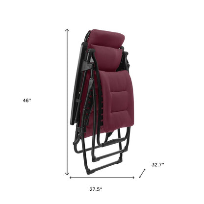 28" Red Steel Outdoor Zero Gravity Chair with Red Cushion