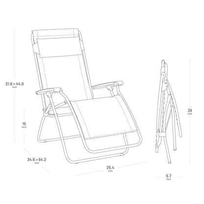 27" Green Metal Outdoor Zero Gravity Chair with Green Cushion