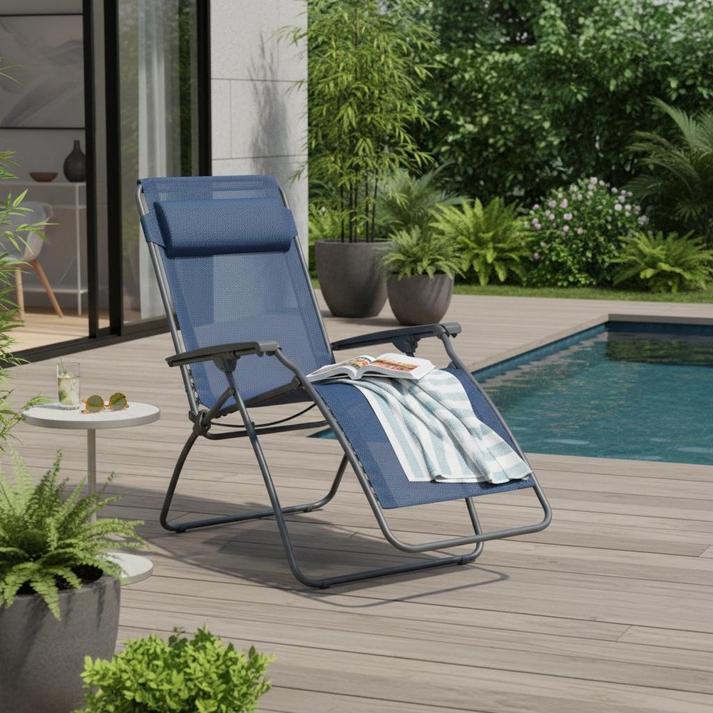 27" Green Metal Outdoor Zero Gravity Chair with Green Cushion