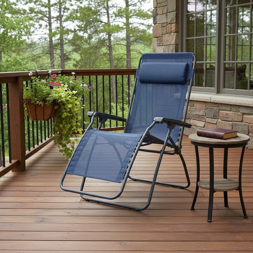 27" Green Metal Outdoor Zero Gravity Chair with Green Cushion