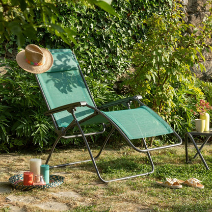 27" Green Metal Outdoor Zero Gravity Chair with Green Cushion