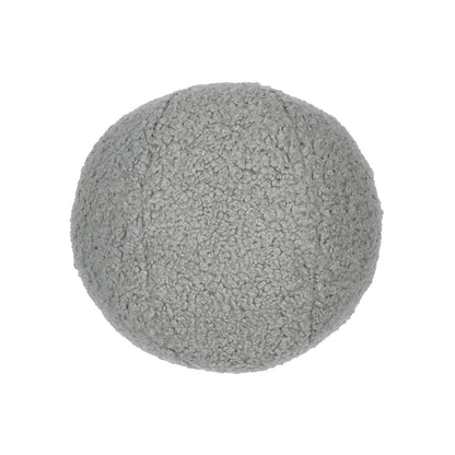 Grey pewter 12" x 12" poodle ball pillow, faux fur.