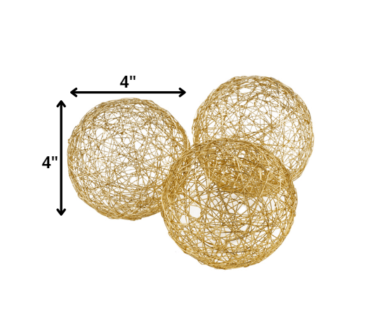 Set of Three Gold Aluminum Decorative Orbs