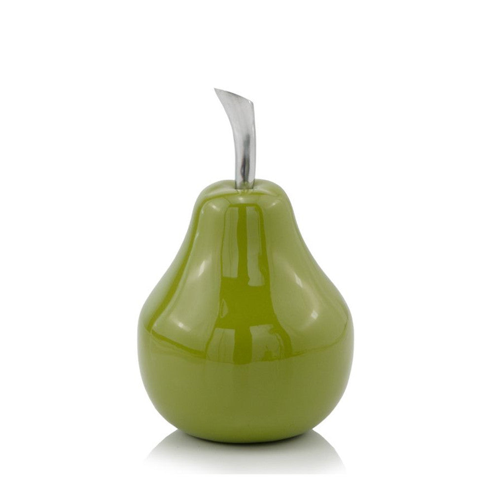 7" Green Aluminum Decorative Pear Tabletop Sculpture