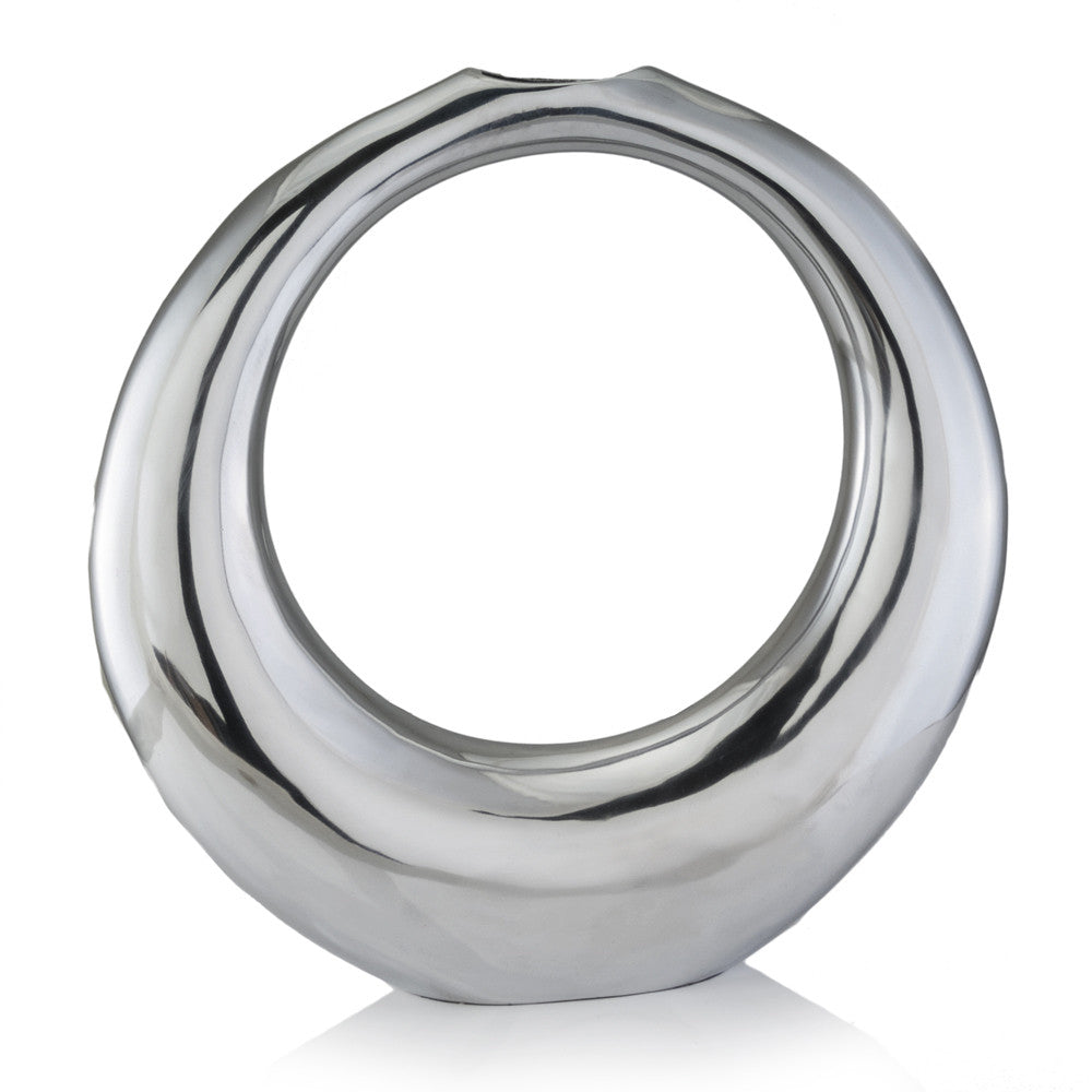 19" Silver Aluminum Ring Hoop Table Vase