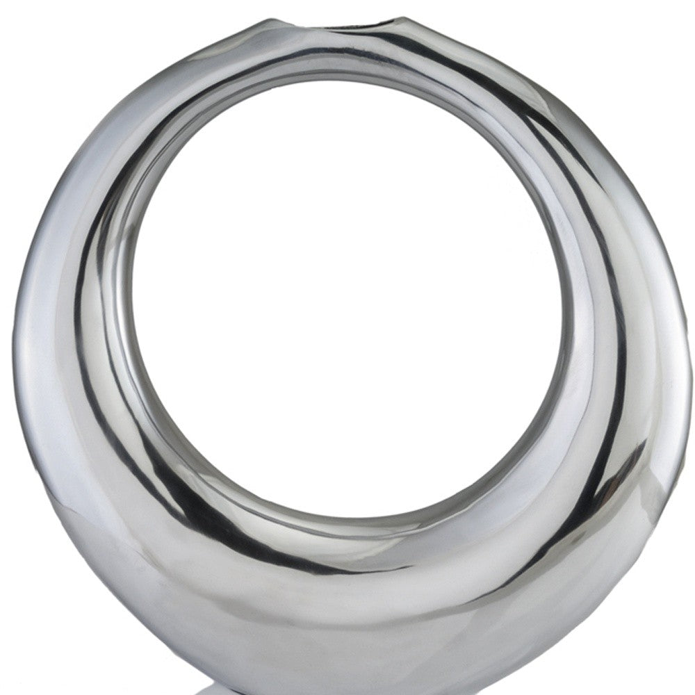 17" Silver Aluminum Ring Hoop Table Vase