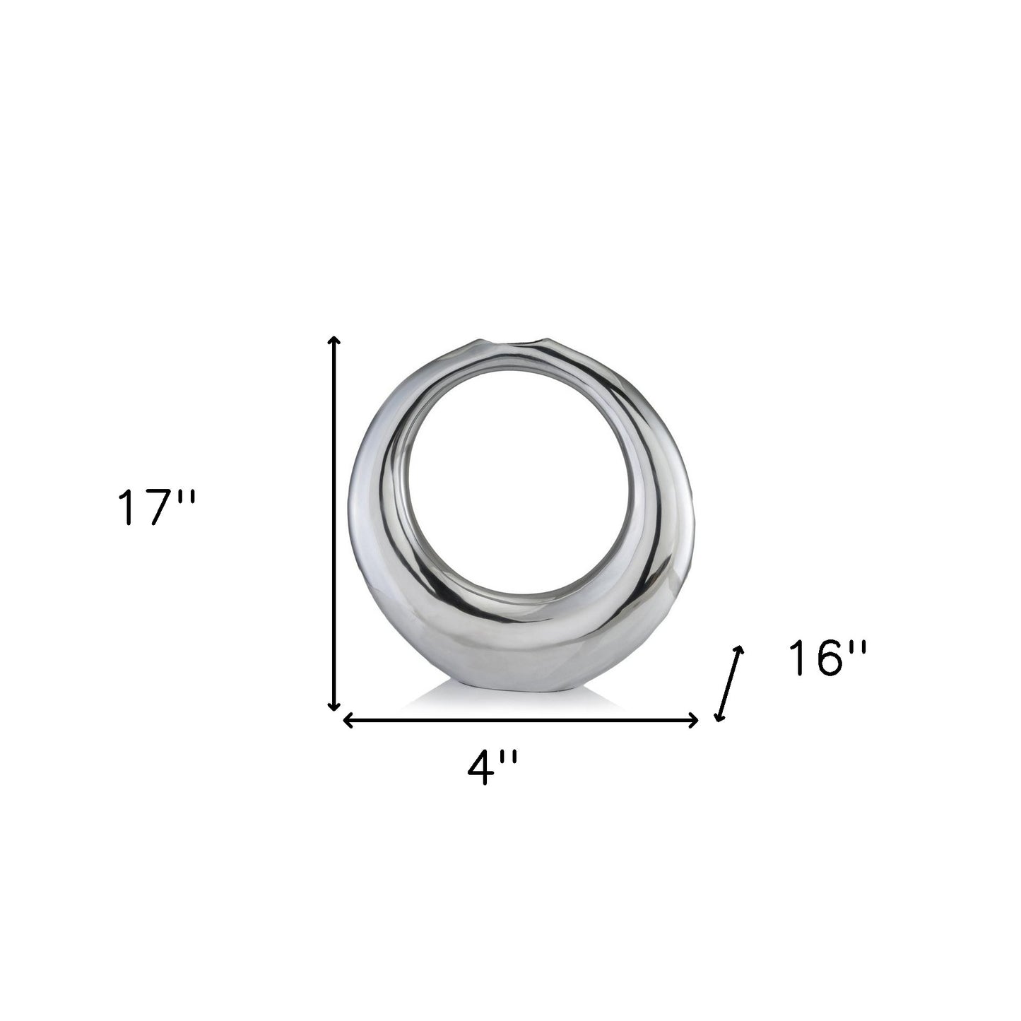 17" Silver Aluminum Ring Hoop Table Vase