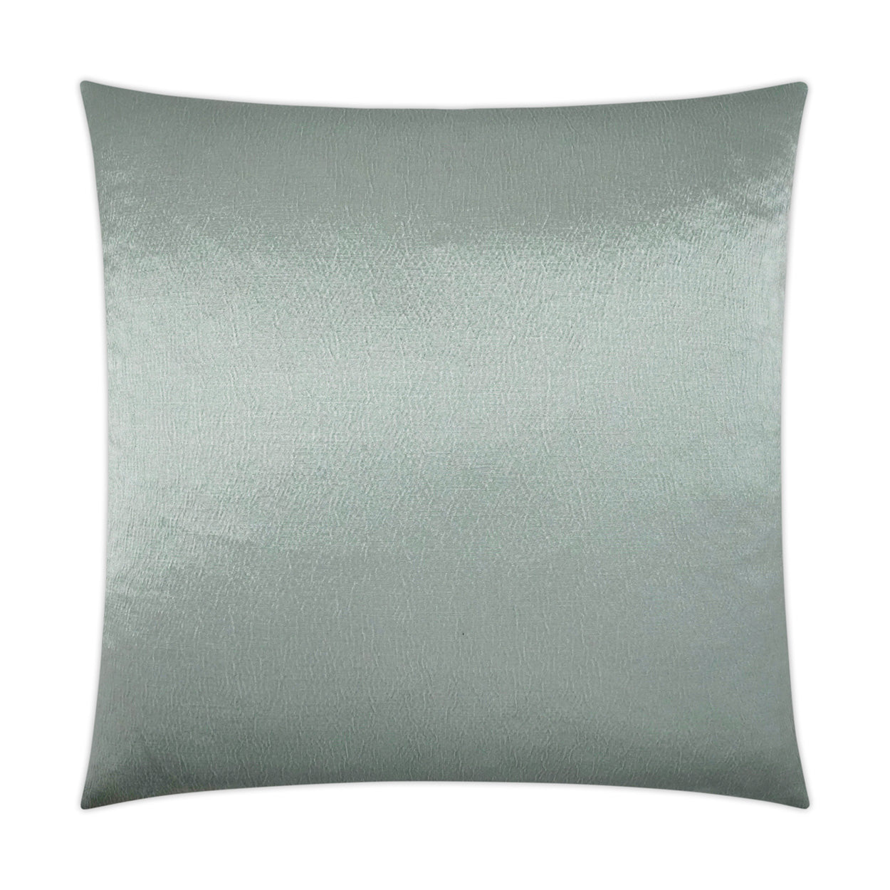 Square pale blue-silver velvet throw pillow with subtle sheen and textured surface.