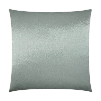 Square pale blue-silver velvet throw pillow with subtle sheen and textured surface.