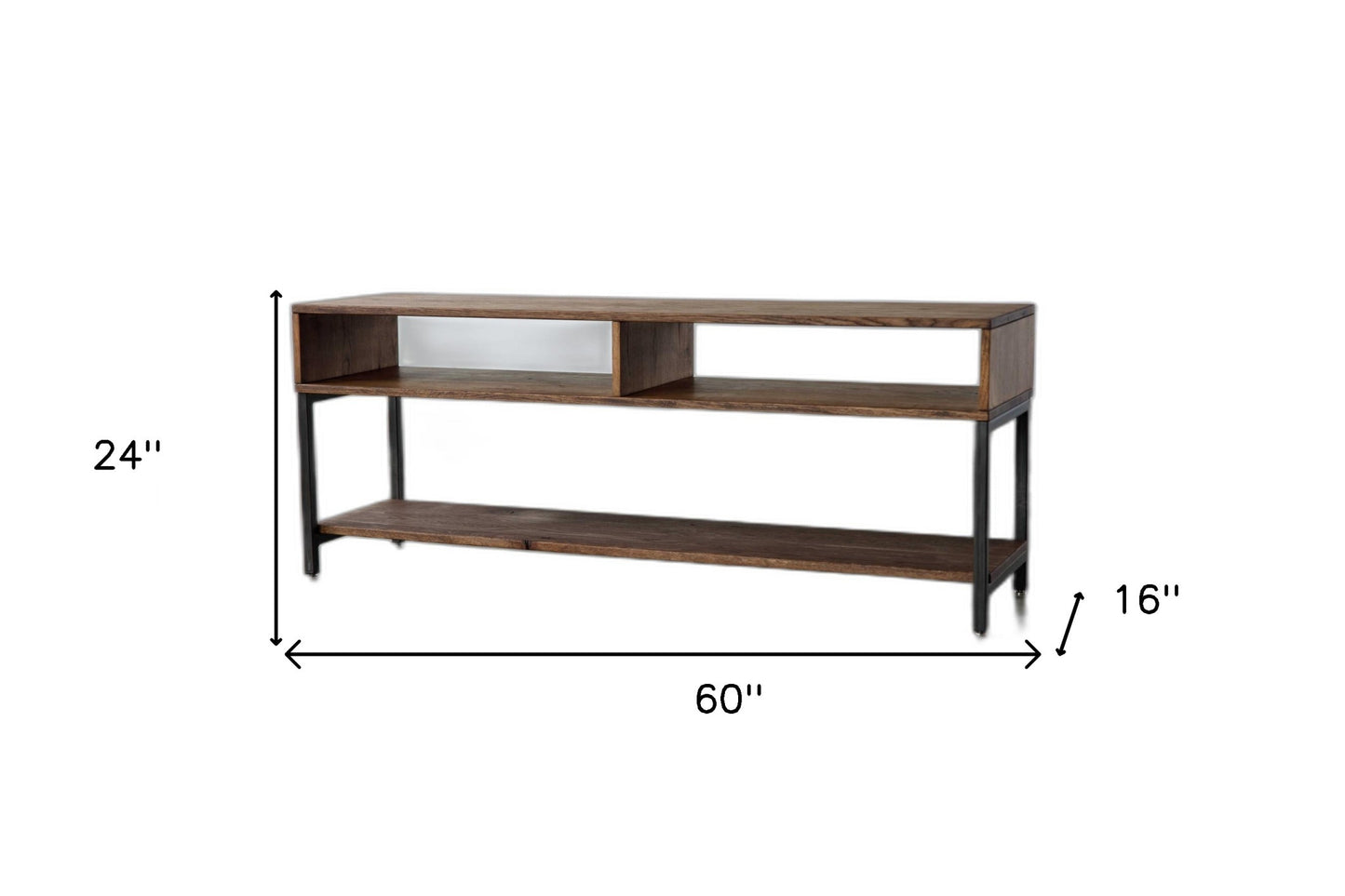 60" Brown Wood Open Shelving TV Stand
