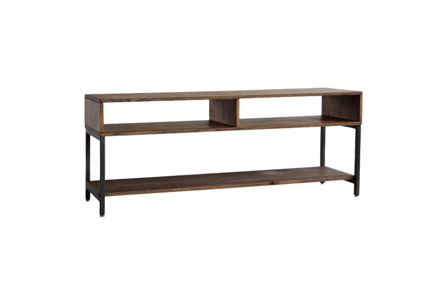 60" Brown Wood Open Shelving TV Stand