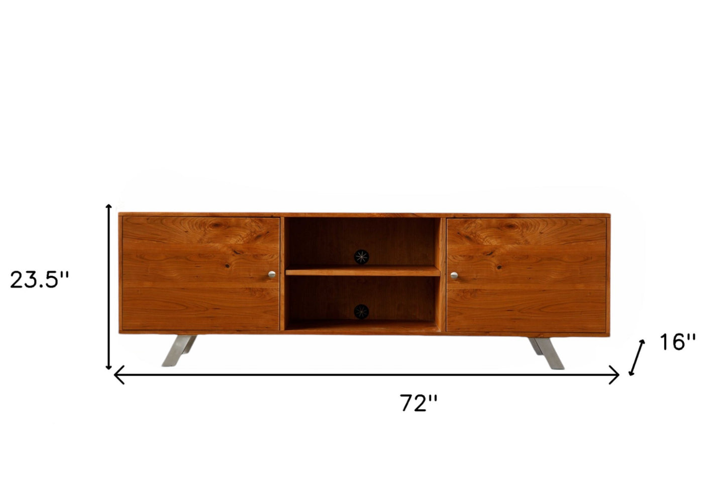 72" Brown Wood Cabinet Enclosed Storage TV Stand