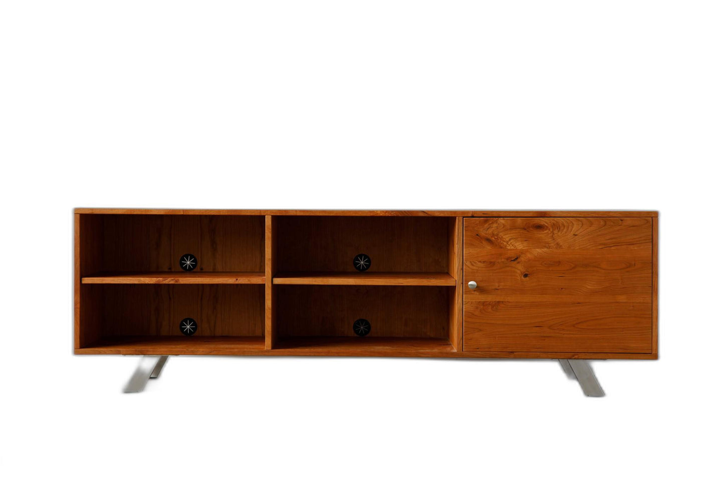 72" Brown Wood Cabinet Enclosed Storage TV Stand