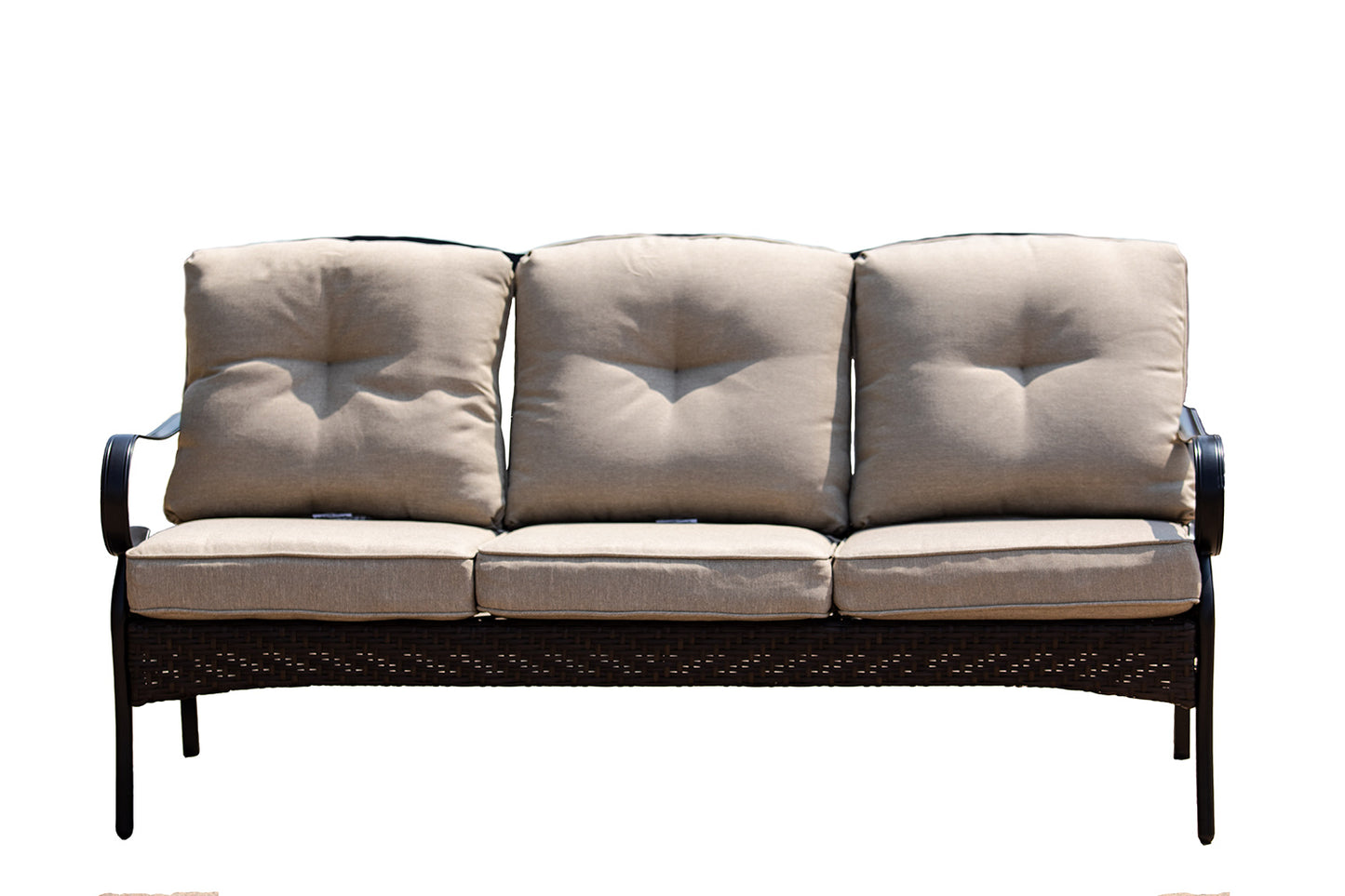 69" Beige Polyester Blend Settee With Black Legs