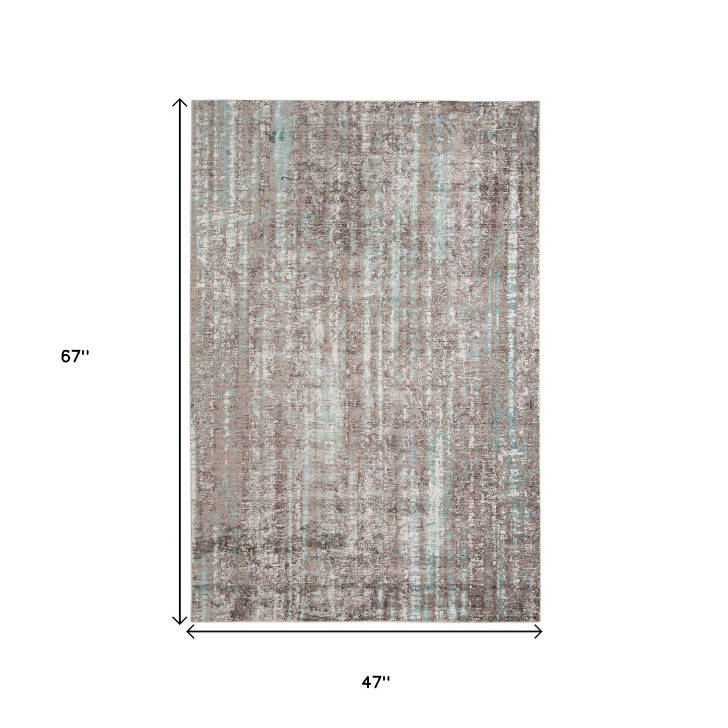 4' X 6' Gray and Aqua Abstract Stripes Power Loom Area Rug