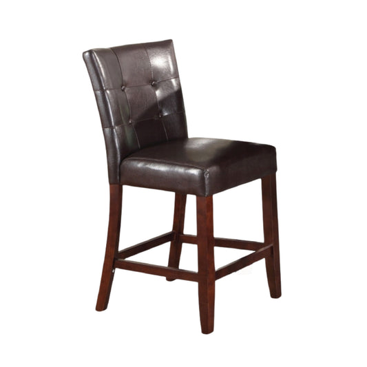 Set of Two Espresso And Brown Solid and Manufactured Wood Counter Height Bar Chairs