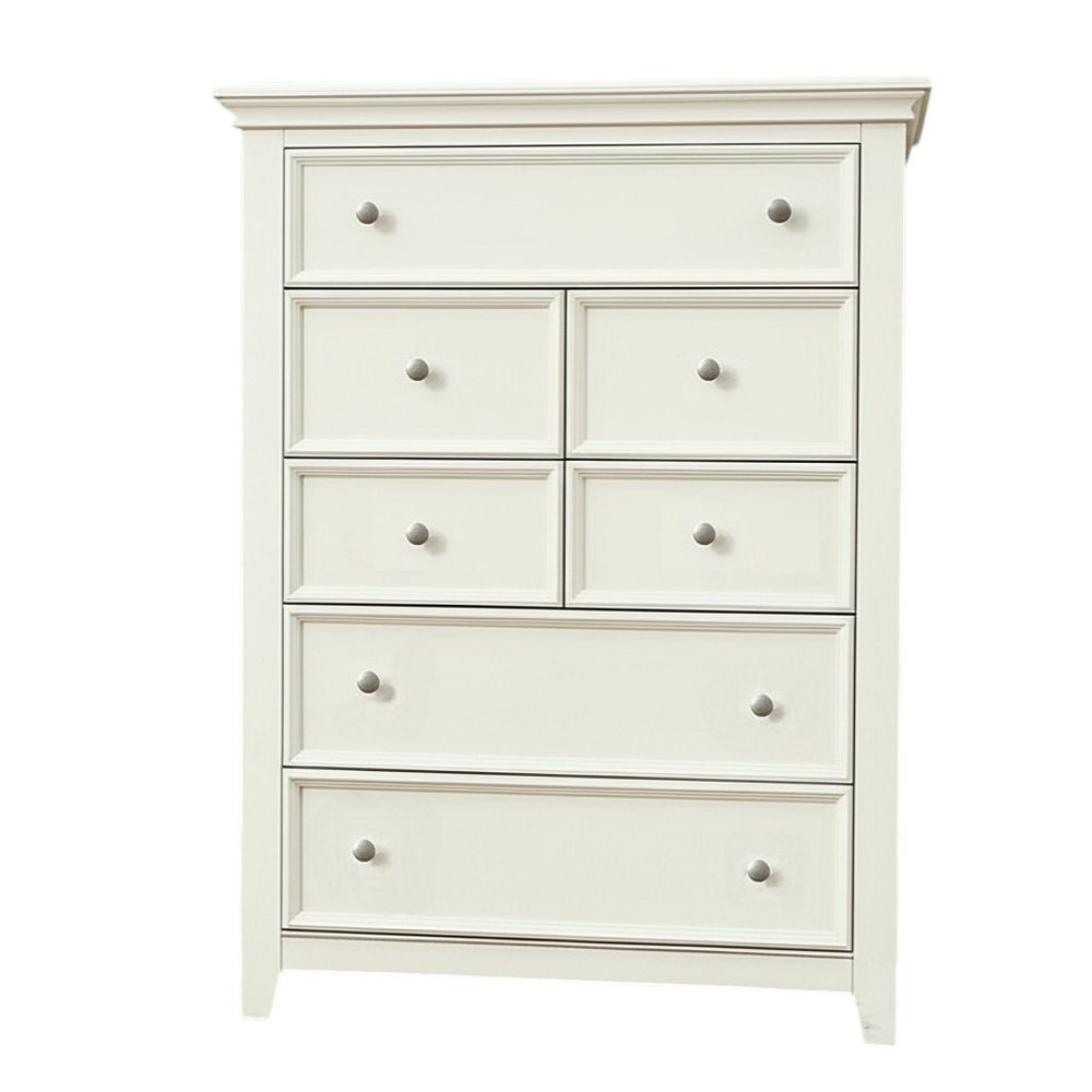 36" White Solid Wood Seven Drawer Dresser