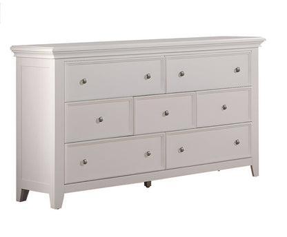 58" White Solid Wood Seven Drawer Triple Dresser