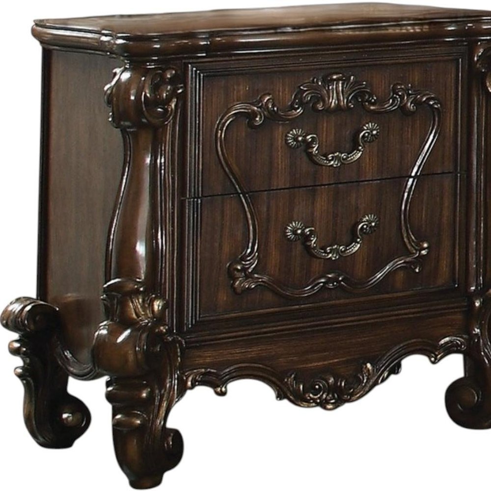 31" Brown Two Drawers Nightstand