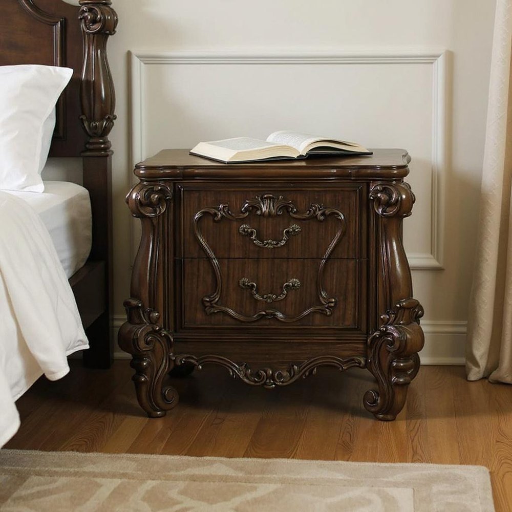 31" Brown Two Drawers Nightstand