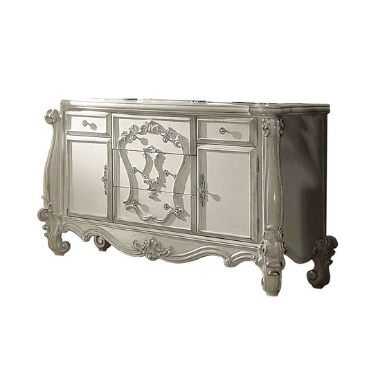 38" White Solid Wood Six Drawer Combo Dresser