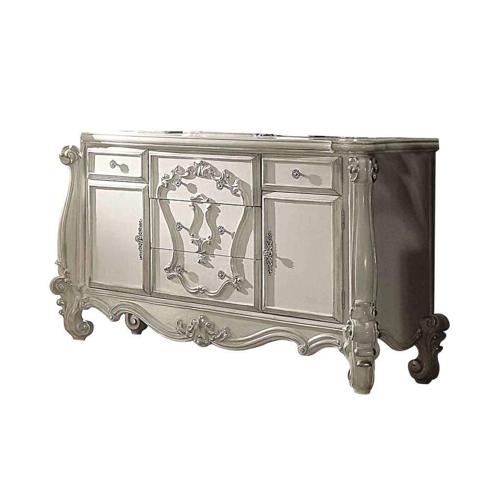 38" Bone Wood Two Door Five Drawer Combo Dresser