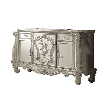 38" Bone Wood Two Door Five Drawer Combo Dresser