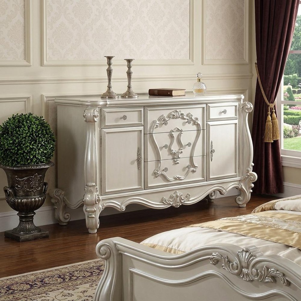71" Gold Solid Wood Dresser