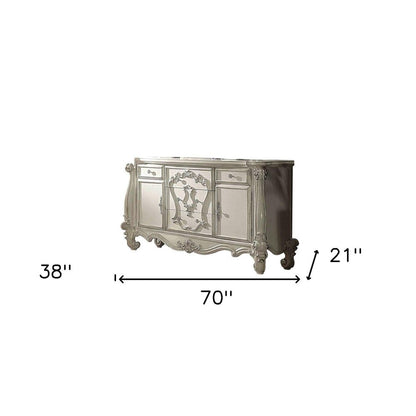 38" Bone Wood Two Door Five Drawer Combo Dresser