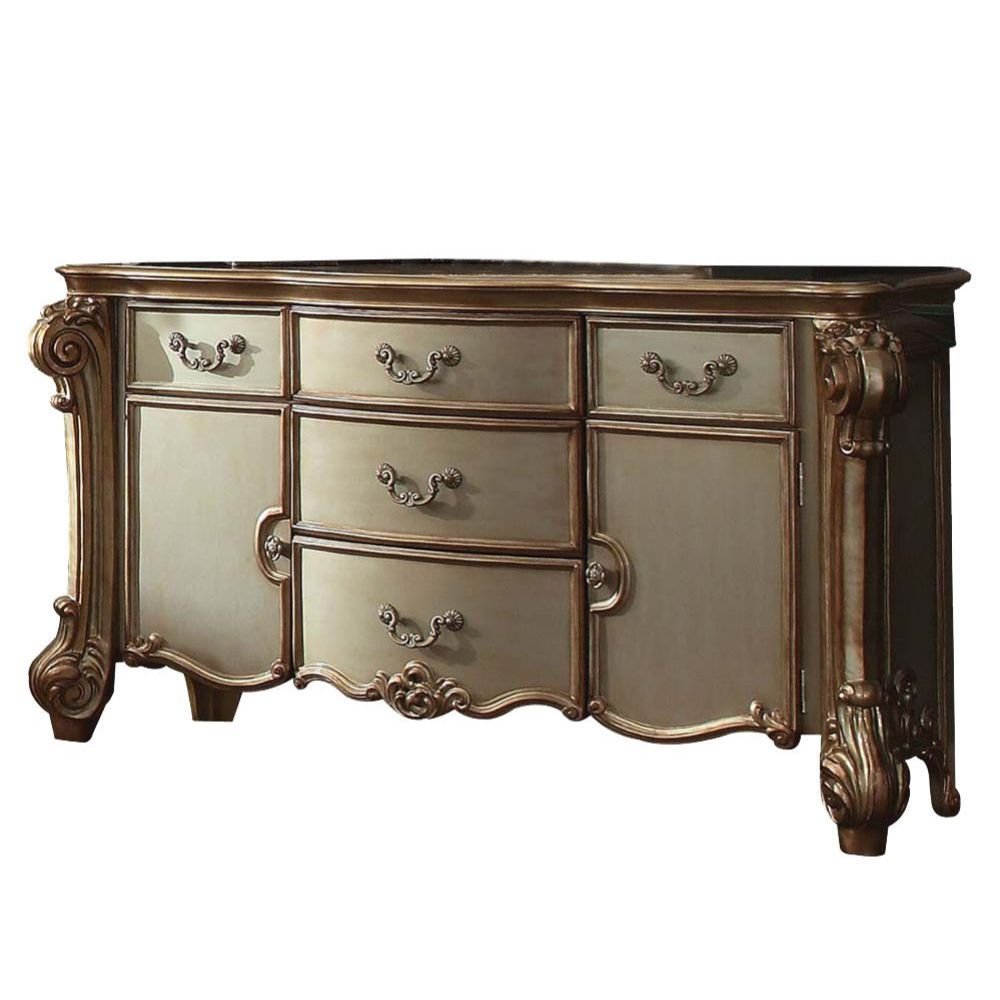 38" Bone Wood Two Door Five Drawer Combo Dresser