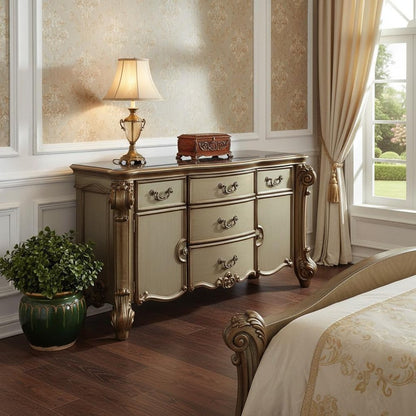 71" Gold Solid Wood Dresser